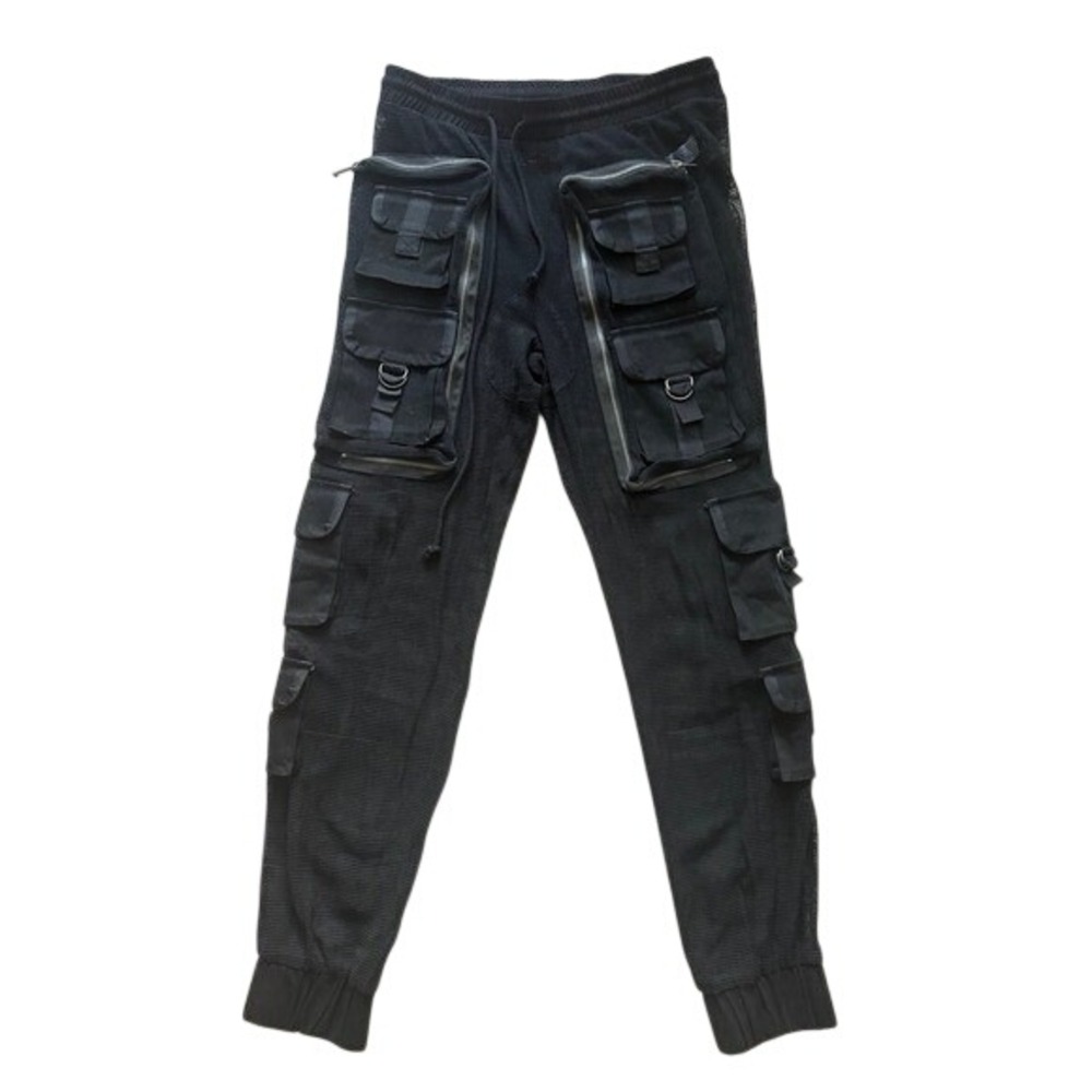 ClubExx Rave COMPLEX NIGHTS FISHNET CARGO PANTS - BLACK size small